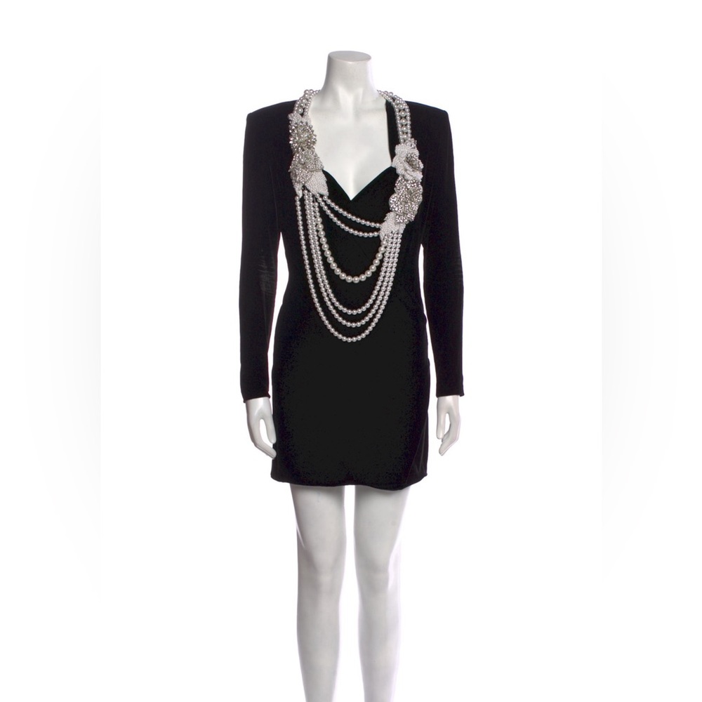 Balmain black velvet minidress (V-shape) 36eu/4us